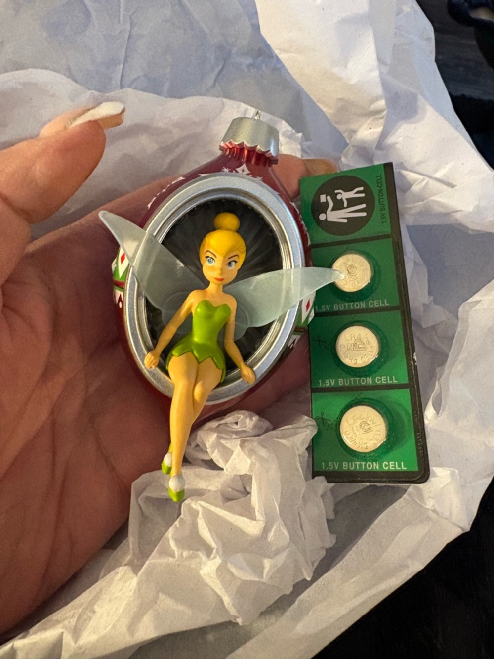Ornament Tinker Bell Hallmark Disney Christmas, Tinker with Lights, Batteries - Picture 8 of 9